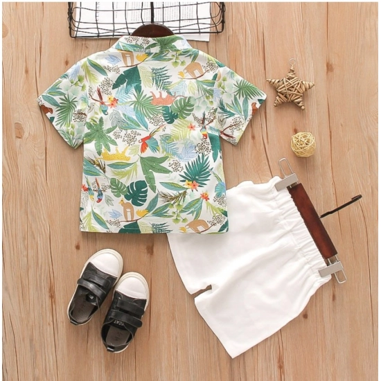 Generic Kid's Lycra Printed Casual wear Shirt And Shorts Set (Green) Generic Kid's Lycra Printed Casual wear Shirt And Shorts Set (Green)