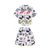 Generic Kid's Lycra Printed Casual wear Shirt And Shorts Set (White)