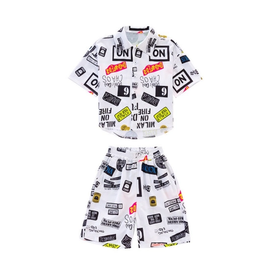 Generic Kid's Lycra Printed Casual wear Shirt And Shorts Set (White) Generic Kid's Lycra Printed Casual wear Shirt And Shorts Set (White)