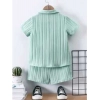 Generic Kid's Lycra Printed Casual wear Shirt And Shorts Set (Light-Green)
