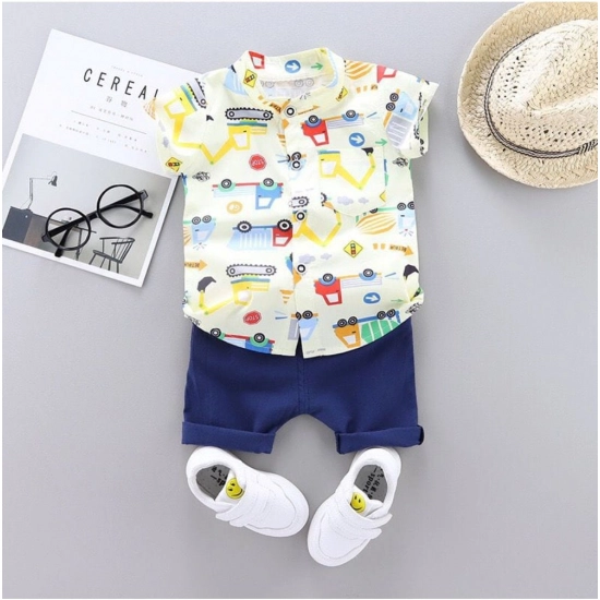 Generic Kid's Lycra Printed Casual wear Shirt And Shorts Set (White) Generic Kid's Lycra Printed Casual wear Shirt And Shorts Set (White)