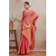 Generic Women's Silk Blend Floral Printed Saree With Unstitched Blouse 5.5Mtr (Pink)
