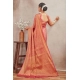 Generic Women's Silk Blend Floral Printed Saree With Unstitched Blouse 5.5Mtr (Peach)