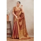 Generic Women's Silk Blend Floral Printed Saree With Unstitched Blouse 5.5Mtr (Brown)