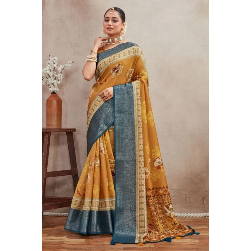 Generic Women's Crepe Silk Printed Saree With Unstitched Blouse 5.5Mtr (Mustard) Generic Women's Crepe Silk Printed Saree With Unstitched Blouse 5.5Mtr (Mustard)