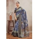 Generic Women's Crepe Silk Printed Saree With Unstitched Blouse 5.5Mtr (Grey)