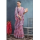 Generic Women's Linen Floral Printed Saree With Unstitched Blouse 5.5Mtr (Purple)