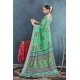 Generic Women's Linen Floral Printed Saree With Unstitched Blouse 5.5Mtr (Green)