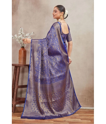 Generic Women's Silk Blend Floral Printed Saree With Unstitched Blouse 5.5Mtr (Royal Blue) Generic Women's Silk Blend Floral Printed Saree With Unstitched Blouse 5.5Mtr (Royal Blue)