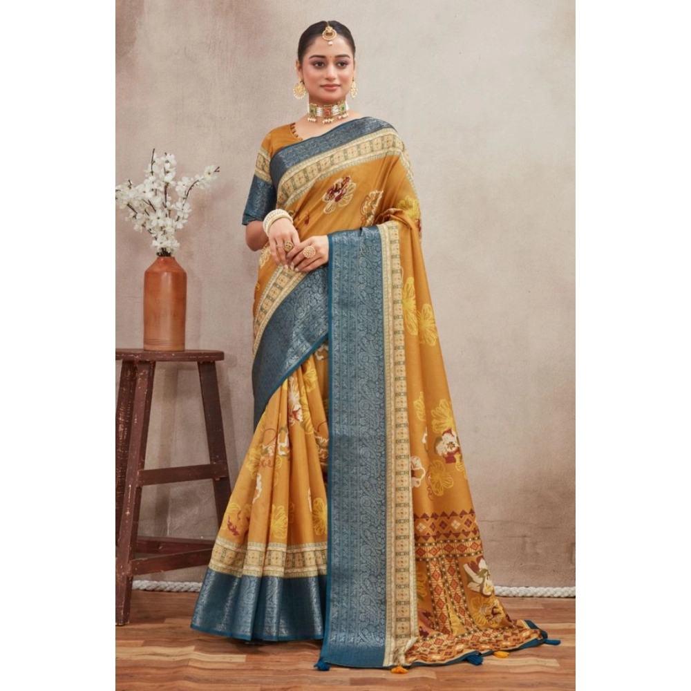 Generic Women's Crepe Silk Printed Saree With Unstitched Blouse 5.5Mtr (Mustard) Generic Women's Crepe Silk Printed Saree With Unstitched Blouse 5.5Mtr (Mustard)