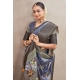 Generic Women's Crepe Silk Printed Saree With Unstitched Blouse 5.5Mtr (Grey)