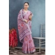 Generic Women's Linen Floral Printed Saree With Unstitched Blouse 5.5Mtr (Purple)