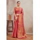 Generic Women's Silk Blend Floral Printed Saree With Unstitched Blouse 5.5Mtr (Pink)
