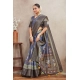 Generic Women's Crepe Silk Printed Saree With Unstitched Blouse 5.5Mtr (Grey)