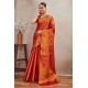 Generic Women's Silk Blend Floral Printed Saree With Unstitched Blouse 5.5Mtr (Red)