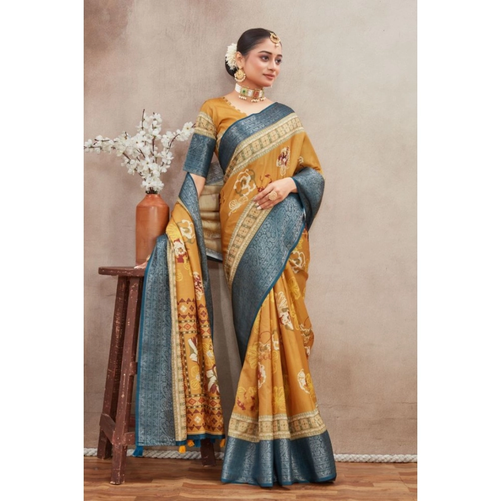Generic Women's Crepe Silk Printed Saree With Unstitched Blouse 5.5Mtr (Mustard) Generic Women's Crepe Silk Printed Saree With Unstitched Blouse 5.5Mtr (Mustard)
