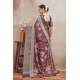 Generic Women's Crepe Silk Printed Saree With Unstitched Blouse 5.5Mtr (purple)
