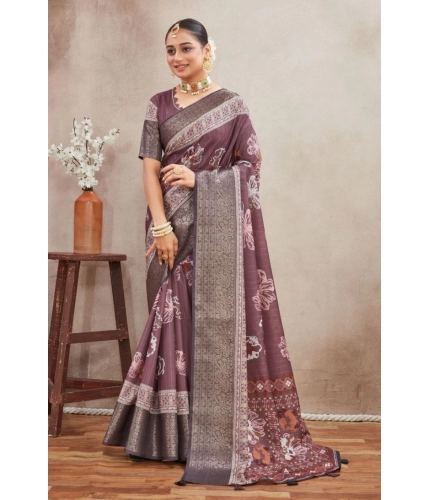 Generic Women's Crepe Silk Printed Saree With Unstitched Blouse 5.5Mtr (purple) Generic Women's Crepe Silk Printed Saree With Unstitched Blouse 5.5Mtr (purple)