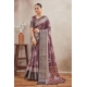 Generic Women's Crepe Silk Printed Saree With Unstitched Blouse 5.5Mtr (purple)