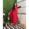 Generic Women's Casual Rayon Printed Full Sleeve Kurti Set With Dupatta (Red)