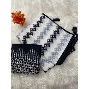 Generic Women's Chiffon Printed Saree With Unstitched Blouse 5.5Mtr (Grey)