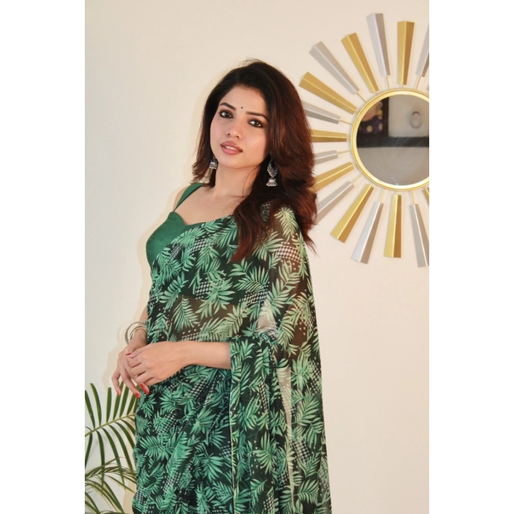 Generic Women's Georgette Printed Saree With Unstitched Blouse 5.5Mtr (Dark Green ) Generic Women's Georgette Printed Saree With Unstitched Blouse 5.5Mtr (Dark Green )
