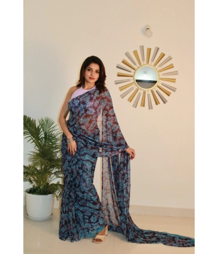 Generic Women's Georgette Printed Saree With Unstitched Blouse 5.5Mtr (Light Blue ) Generic Women's Georgette Printed Saree With Unstitched Blouse 5.5Mtr (Light Blue )
