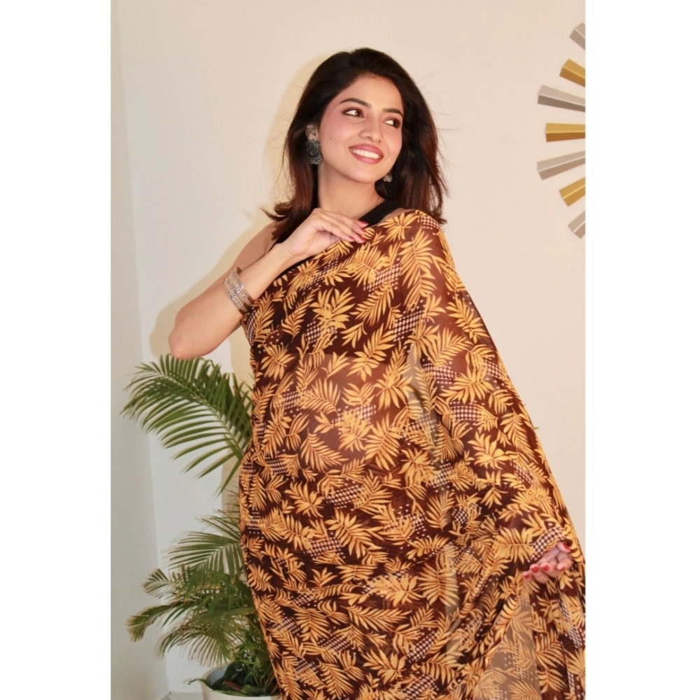 Generic Women's Georgette Printed Saree With Unstitched Blouse 5.5Mtr (Yellow ) Generic Women's Georgette Printed Saree With Unstitched Blouse 5.5Mtr (Yellow )