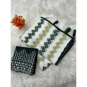 Generic Women's Chiffon Printed Saree With Unstitched Blouse 5.5Mtr (Green)