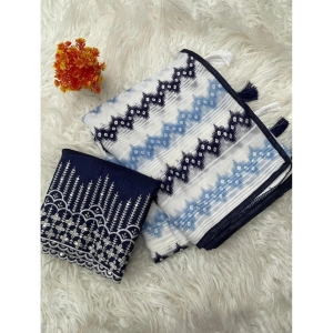 Generic Women's Chiffon Printed Saree With Unstitched Blouse 5.5Mtr (Blue)