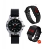 Generic Women's Casual Rubber Aveo &amp; M2 &amp; Black Digital led Watch Pack Of-3 (Black )
