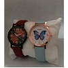 Generic Women's Casual Leather New Stylish Watch Pack Of-2 (Assorted)