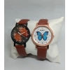 Generic Women's Casual Leather New Stylish Watch Pack Of-2 (Assorted)