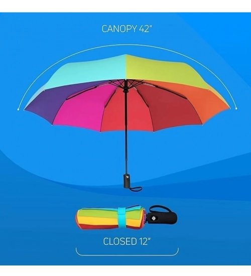 Generic Metal Portable Auto Travel Umbrella (Rainbow)