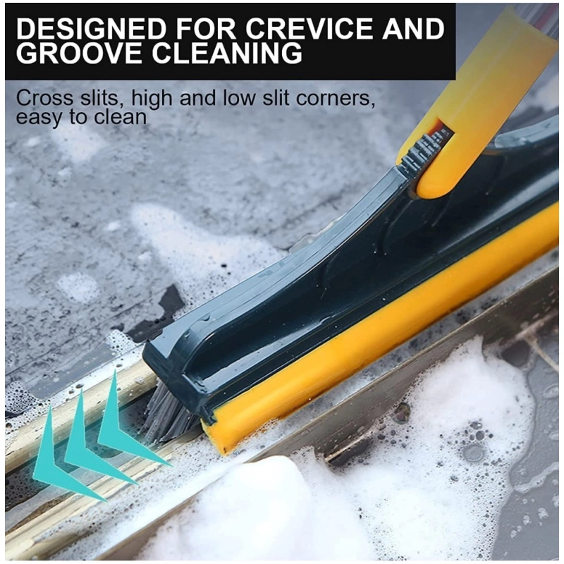 Generic Plastic 2 in 1 Bathroom Cleaning Brush with Wiper (Yellow)