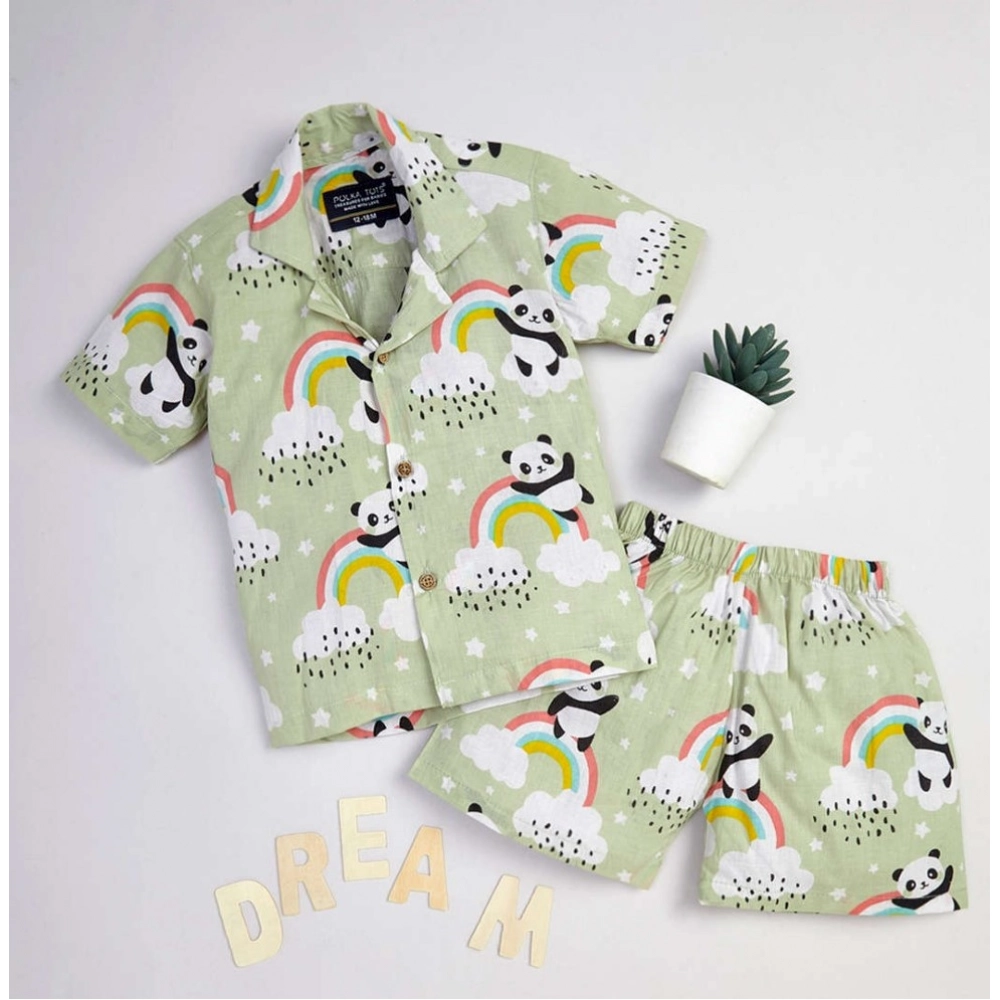 Generic Boy's Lycra Blend Printed Short Sleeve Shirt and Shorts Set (MultiColor) Generic Boy's Lycra Blend Printed Short Sleeve Shirt and Shorts Set (MultiColor)