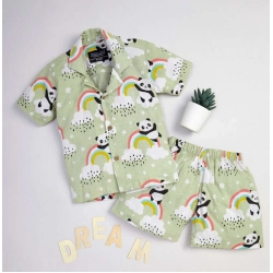 Generic Boy's Lycra Blend Printed Short Sleeve Shirt and Shorts Set (MultiColor)