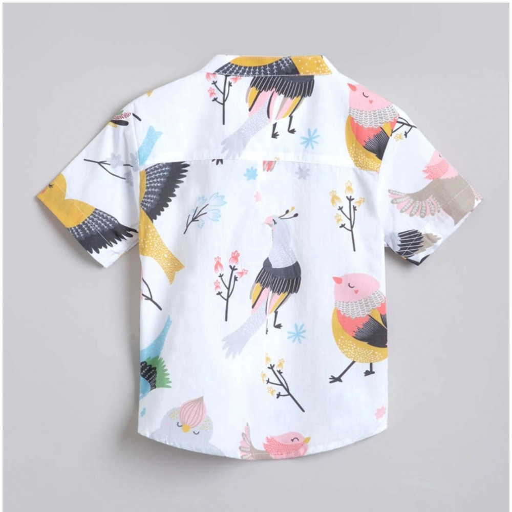 Generic Boy's Cotton Blend Printed Short Sleeve Shirt and Shorts Set (White) Generic Boy's Cotton Blend Printed Short Sleeve Shirt and Shorts Set (White)