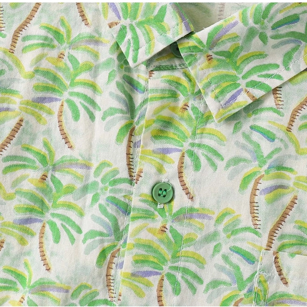 Generic Boy's Cotton Blend Printed Short Sleeve Shirt (Green) Generic Boy's Cotton Blend Printed Short Sleeve Shirt (Green)