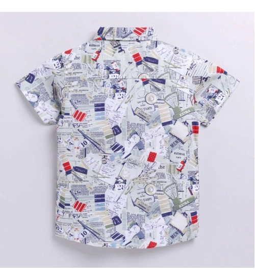 Generic Boy's Cotton Blend Printed Short Sleeve Shirt (MultiColor)