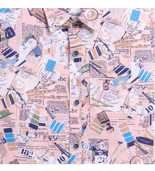 Generic Boy's Cotton Blend Printed Short Sleeve Shirt (MultiColor)