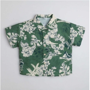 Generic Boy's Cotton Blend Printed Short Sleeve Shirt (Green) Generic Boy's Cotton Blend Printed Short Sleeve Shirt (Green)