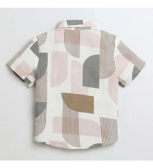 Generic Boy's Cotton Blend Printed Short Sleeve Shirt (MultiColor)