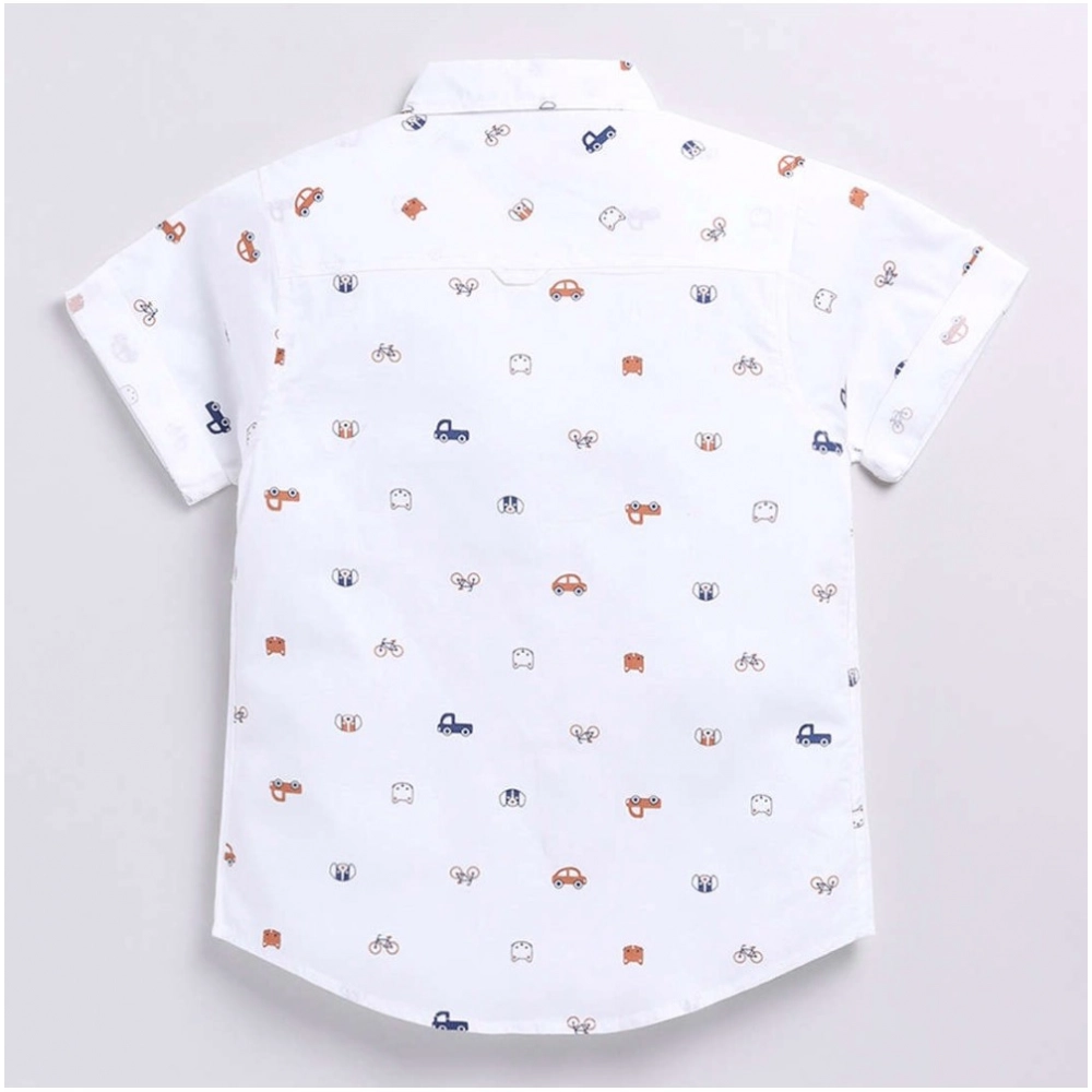 Generic Boy's Cotton Blend Printed Short Sleeve Shirt (White) Generic Boy's Cotton Blend Printed Short Sleeve Shirt (White)