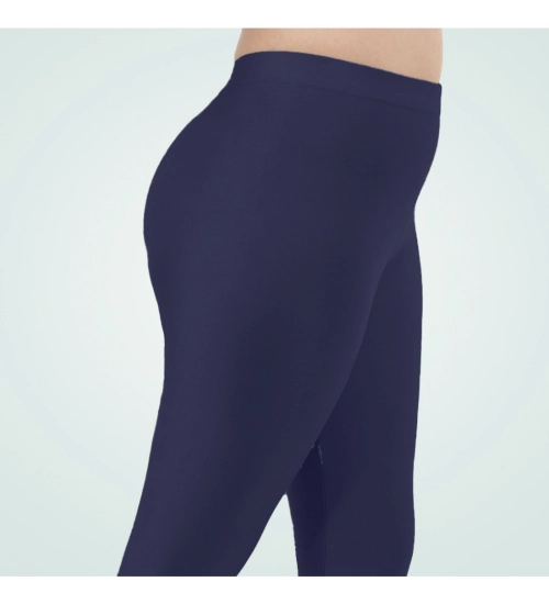 Generic Women's Cotton Blended Solid Shimmer Ankle leggings (Navy Blue)