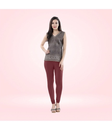 Generic Women's Cotton Blended Solid Churidar leggings (Maroon)