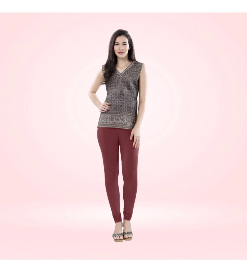 Generic Women's Cotton Blended Solid Churidar leggings (Maroon)