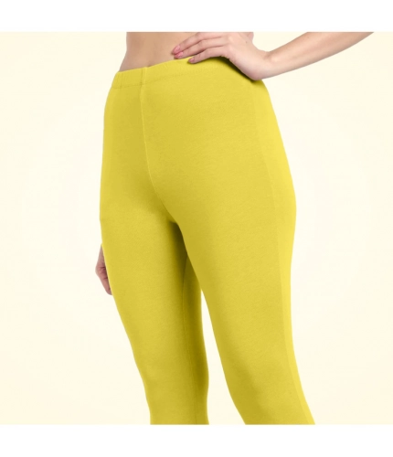 Generic Women's Cotton Blended Solid Ankle legging (Lemon Yellow) Generic Women's Cotton Blended Solid Ankle legging (Lemon Yellow)