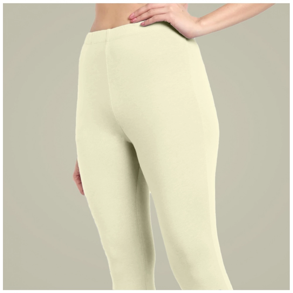 Generic Women's Cotton Blended Solid Ankle legging (Cream) Generic Women's Cotton Blended Solid Ankle legging (Cream)