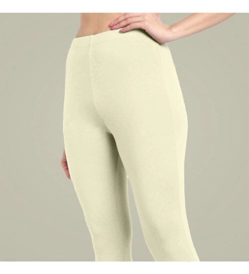 Generic Women's Cotton Blended Solid Ankle legging (Cream)
